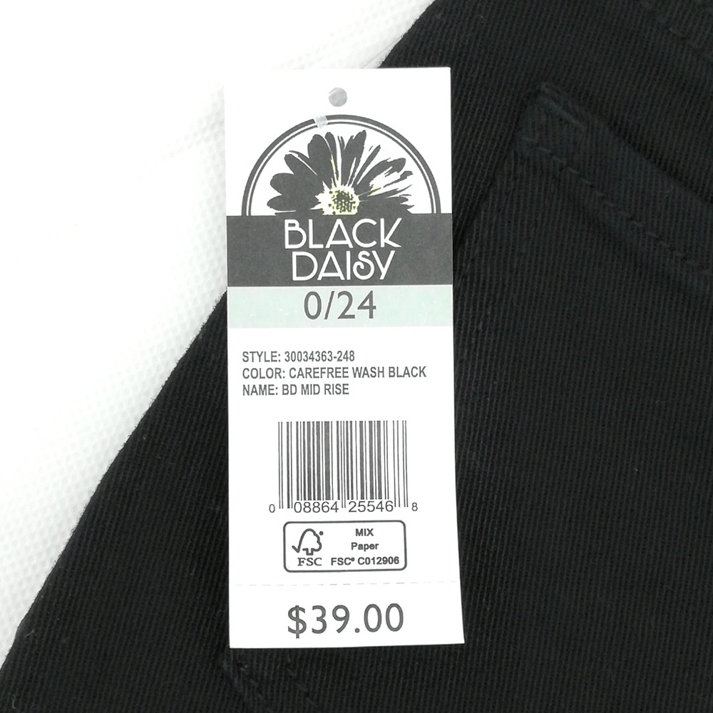 Black Daisy Rose Embroidered Black Denim Shorts Juniors 0/24 Distressed NWT - Picture 4 of 4